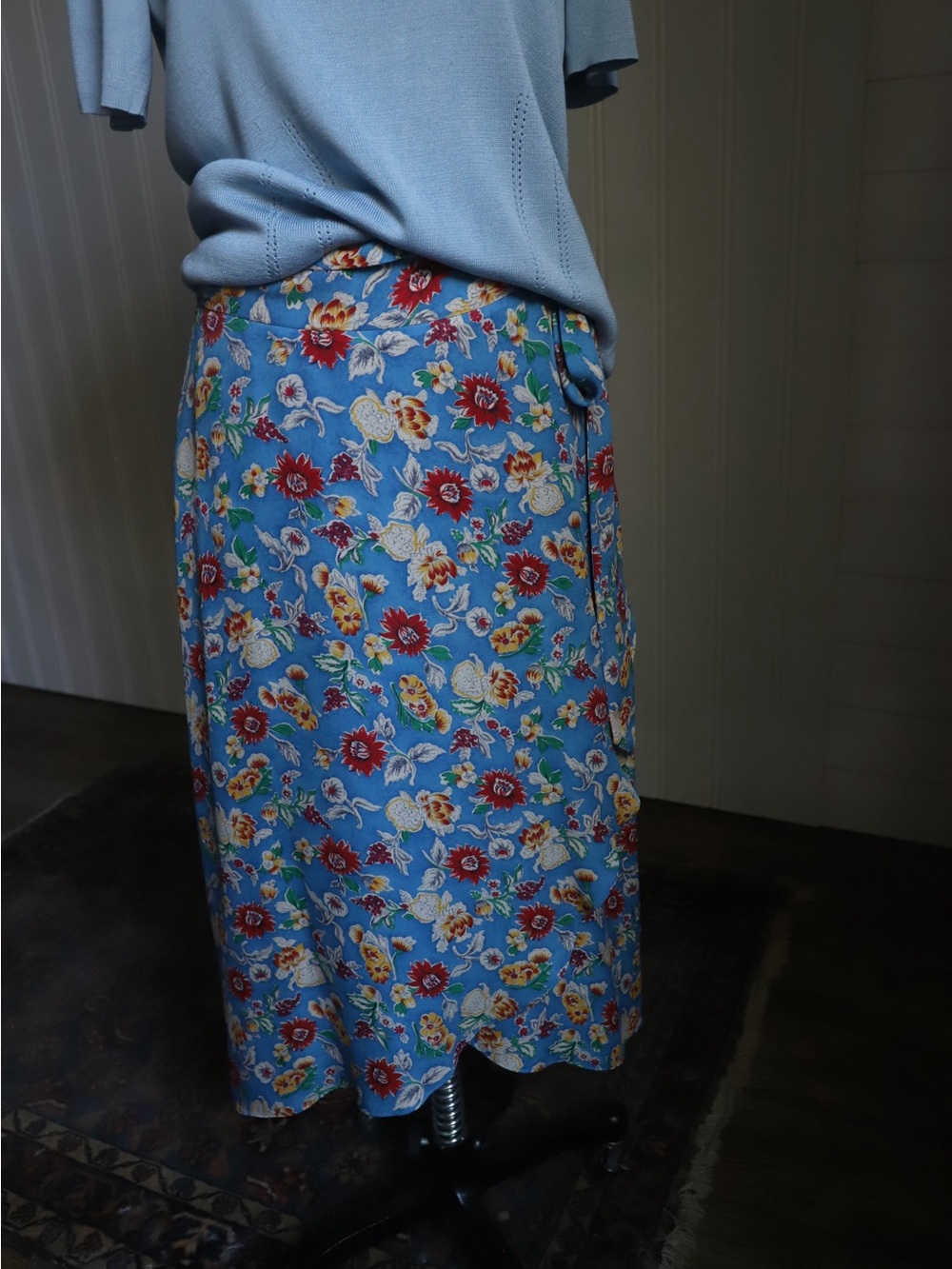 Lauren Ralph Lauren silk Blue Floral Maxi Skirt